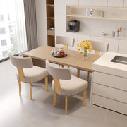 Hawsaiy Upholstered Dining Chairs Set of 2, Mid Century Modern Dining Room Chairs Kitchen Chairs Linen Fabric and Curved Backrest