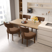 Hawsaiy Upholstered Dining Chairs Set of 2, Mid Century Modern Dining Room Chairs Kitchen Chairs Linen Fabric and Curved Backrest