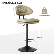 Nalupatio Modern Bar Stools Set of 2, Ergonomic Double-Layer Upholstered Bar Stools with Back, Adjustable Swivel Barstools for Kitchen Island, Drak Grey