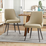 Hawsaiy PU leather Dining Chairs Set of 2/4 with Durable Metal Legs