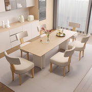 Hawsaiy Upholstered Dining Chairs Set of 2, Mid Century Modern Dining Room Chairs Kitchen Chairs Linen Fabric and Curved Backrest