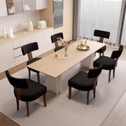 Hawsaiy Upholstered Dining Chairs Set of 2, Mid Century Modern Dining Room Chairs Kitchen Chairs Linen Fabric and Curved Backrest