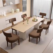 Hawsaiy Upholstered Dining Chairs Set of 2, Mid Century Modern Dining Room Chairs Kitchen Chairs Linen Fabric and Curved Backrest