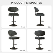 Nalupatio Modern Bar Stools Set of 2, Ergonomic Double-Layer Upholstered Bar Stools with Back, Adjustable Swivel Barstools for Kitchen Island, Drak Grey