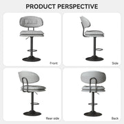 Nalupatio Modern Bar Stools Set of 2, Ergonomic Double-Layer Upholstered Bar Stools with Back, Adjustable Swivel Barstools for Kitchen Island, Drak Grey
