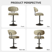 Nalupatio Modern Bar Stools Set of 2, Ergonomic Double-Layer Upholstered Bar Stools with Back, Adjustable Swivel Barstools for Kitchen Island, Drak Grey