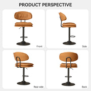 Nalupatio Modern Bar Stools Set of 2, Ergonomic Double-Layer Upholstered Bar Stools with Back, Adjustable Swivel Barstools for Kitchen Island, Drak Grey