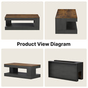 Hawsaiy Farmhouse Coffee Table with Storage Shelf & LED Light, 47