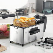 Hawsaiy 3/5L 1700W Electric Deep Fryer with Basket, Timer & Temperature Control, Stainless Steel, Dishwasher Safe, Lid with View Window & Odor Filter