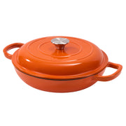 Kerilyn 3 Quart Enameled Shallow Cast Iron Dutch Oven with Lid, Dual Handles Dutch Pots for Cooking, Stewing, Heavy-Duty & Nonstick, Oven Safe up to 500° F, Works on All Stovetops, Dark Blue