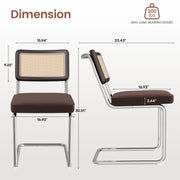 Hawsaiy Velvet Rattan Dining Chairs Set of 2/3/4/6/8, Upholstered Dining Room Chairs with Cane Back, Mid Century Modern Cantilever Kitchen Chairs, Chrome Frame Armless Side Chairs
