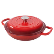 Hawsaiy 3 Quart Enameled Shallow Cast Iron Dutch Oven with Lid, Dual Handles Dutch Pots for Cooking, Stewing, Heavy-Duty & Nonstick, Oven Safe up to 500° F, Works on All Stovetops