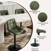 Hawsaiy Bar Stools Set of 2/4, Adjustable Swivel Counter Height Bar Stools with Back, Upholstered Modern Barstools with Diamond Stitching