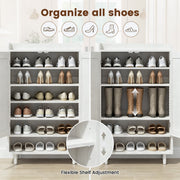 Hawsaiy Shoe Cabinet with 3 Doors, 6 Adjustable Shelves, Shoe Storage Cabinet for 24–30 Pairs, Modern Farmhouse Entryway Shoe Organizer with Open Bottom Shelf