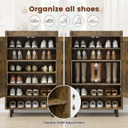 Hawsaiy Shoe Cabinet with 3 Doors, 6 Adjustable Shelves, Shoe Storage Cabinet for 24–30 Pairs, Modern Farmhouse Entryway Shoe Organizer with Open Bottom Shelf