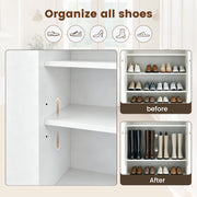 Hawsaiy Shoe Cabinet with 3 Doors, 6 Adjustable Shelves, Shoe Storage Cabinet for 24–30 Pairs, Modern Farmhouse Entryway Shoe Organizer with Open Bottom Shelf
