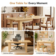 Hawsaiy Extendable Dining Table Set for 6, Upholstered Dining Chairs, Farmhouse Kitchen Dining Room Set, Hidden Leaf Dining Table Seats 6-8