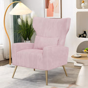 Nalupatio Velvet Fabric Upholstered Reading Comfy Mid Century Modern Armchair with Metal Legs and Spring Support, Accent Chair for Living Room,Beige