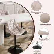 Hawsaiy Bar Stools Set of 2/4, Adjustable Swivel Counter Height Bar Stools with Back, Upholstered Modern Barstools with Diamond Stitching