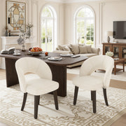 Hawsaiy Upholstered Dining Chairs Set of 2/4/6, Mid Century Modern Dining Chairs with Solid Wood Legs, Curved Back Kitchen Chairs, Farmhouse Side Chairs for Dining Room
