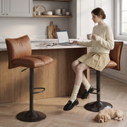 Hawsaiy Bar Stools Set of 2/3/4, Adjustable Swivel Bar Chairs with Thick Padded Seat, Faux Leather Upholstered Counter Height Bar Stools with Storage Pocket for Kitchen Island