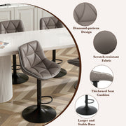 Hawsaiy Bar Stools Set of 2/4, Adjustable Swivel Counter Height Bar Stools with Back, Upholstered Modern Barstools with Diamond Stitching