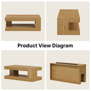 Hawsaiy Farmhouse Coffee Table with Storage Shelf & LED Light, 47