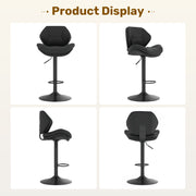 Hawsaiy Swivel Bar Stools Set of 2/4, Adjustable Height Faux Leather Bar Stools with Back, Double-Layer Upholstered Counter Height Bar Chairs for Kitchen Island
