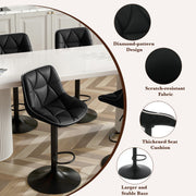 Hawsaiy Bar Stools Set of 2/4, Adjustable Swivel Counter Height Bar Stools with Back, Upholstered Modern Barstools with Diamond Stitching
