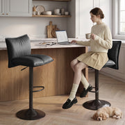 Hawsaiy Bar Stools Set of 2/3/4, Adjustable Swivel Bar Chairs with Thick Padded Seat, Faux Leather Upholstered Counter Height Bar Stools with Storage Pocket for Kitchen Island