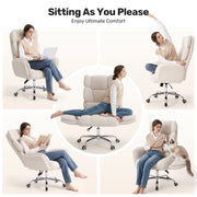 Hawsaiy Big and Tall Office Chair, Flip Armrests with Side Pockets, Comfy Criss Cross Office Chair with Extra-Wide Plush Seat, 150° Reclining Executive Office Chair, Chenille Upholstery