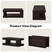 Hawsaiy Farmhouse Coffee Table with Storage Shelf & LED Light, 47
