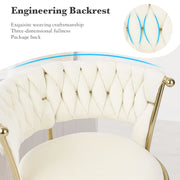 Hawsaiy Modern Velvet Bar Stool Set of 2/4 with Woven Back and Footrest for Kitchen, Bar, and Dining Spaces