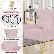 Hawsaiy Mid Century Modern Velvet Accent Chair Set of 1/2, High Back Armchair with Metal Legs, Upholstered Comfy Chair for Living Room and Bedroom