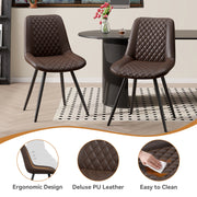 Nalupatio Dining Chairs Set of 2 Modern Upholstered Dining Table Chairs with High Back Ergonomic Leather Dining Room Chairs for Kitchen Living Room Dark Brown