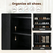 Hawsaiy Shoe Cabinet with 3 Doors, 6 Adjustable Shelves, Shoe Storage Cabinet for 24–30 Pairs, Modern Farmhouse Entryway Shoe Organizer with Open Bottom Shelf
