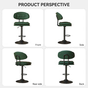 Nalupatio Modern Bar Stools Set of 2, Ergonomic Double-Layer Upholstered Bar Stools with Back, Adjustable Swivel Barstools for Kitchen Island, Drak Grey