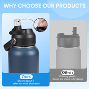 Hawsaiy 24oz Stainless Steel Water Bottles, Double Wall with Straw Lid, BPA-Free, Leakproof, for Travel & School, Multicolor