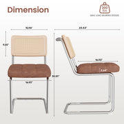 Hawsaiy Velvet Rattan Dining Chairs Set of 2/3/4/6/8, Upholstered Dining Room Chairs with Cane Back, Mid Century Modern Cantilever Kitchen Chairs, Chrome Frame Armless Side Chairs