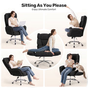 Hawsaiy Big and Tall Office Chair, Flip Armrests with Side Pockets, Comfy Criss Cross Office Chair with Extra-Wide Plush Seat, 150° Reclining Executive Office Chair, Chenille Upholstery