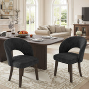 Hawsaiy Upholstered Dining Chairs Set of 2/4/6, Mid Century Modern Dining Chairs with Solid Wood Legs, Curved Back Kitchen Chairs, Farmhouse Side Chairs for Dining Room