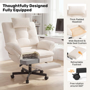 Hawsaiy Big and Tall Office Chair with Footrest, Ergonomic Executive Desk Chair with Flip-Up Arms, Reclining High Back Computer Chair with Headrest & Side Pockets