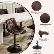 Hawsaiy Bar Stools Set of 2/4, Adjustable Swivel Counter Height Bar Stools with Back, Upholstered Modern Barstools with Diamond Stitching