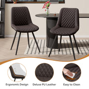 Nalupatio Dining Chairs Set of 2 Modern Upholstered Dining Table Chairs with High Back Ergonomic Leather Dining Room Chairs for Kitchen Living Room Dark Brown