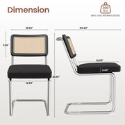 Hawsaiy Velvet Rattan Dining Chairs Set of 2/3/4/6/8, Upholstered Dining Room Chairs with Cane Back, Mid Century Modern Cantilever Kitchen Chairs, Chrome Frame Armless Side Chairs