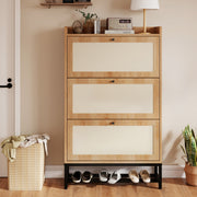 Hawsaiy Slim Entryway Shoe Storage Cabinet with 2/3 Flip Drawers, Narrow Freestanding Shoe Organizer Holds 16–20 Pairs, Space-Saving Wooden Shoe Rack for Hallway, Foyer