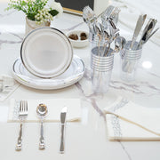 Kerilyn 350 Pieces Gold Disposable Plates for 50 Guests, Disposable Plastic Plates for Party, Wedding, Dinnerware Set of 50 Dinner Plates, 50 Salad Plates,50 Cups and 50 Paper Napkins, Gold