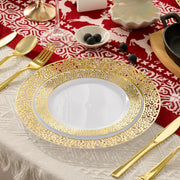 Hawsaiy 350PCS Gold Embossed Disposable Dinnerware Set, Plastic Plates & Cups with Napkins & Cutlery, BPA Free, Reusable Party Tableware for Wedding, Birthday, Holiday