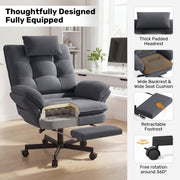 Hawsaiy Big and Tall Office Chair with Footrest, Ergonomic Executive Desk Chair with Flip-Up Arms, Reclining High Back Computer Chair with Headrest & Side Pockets