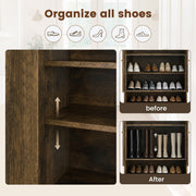Hawsaiy Shoe Cabinet with 3 Doors, 6 Adjustable Shelves, Shoe Storage Cabinet for 24–30 Pairs, Modern Farmhouse Entryway Shoe Organizer with Open Bottom Shelf